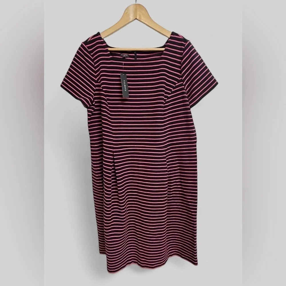 J.Crew Women’s Navy Blue Stripe Cotton Stretch ‎Dress Size 16W NWT